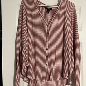 Forever 21 Striped Button Blouse